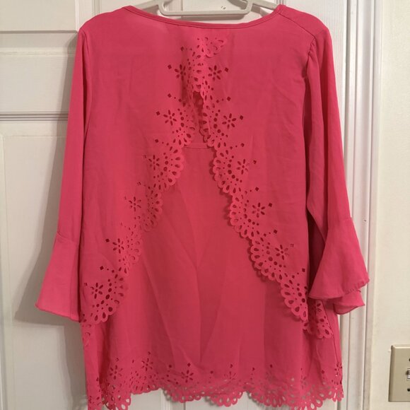 Now & Forever Bright Pink Scalloped Top – Size Large, EUC, Feminine & Flirty - Picture 2 of 5